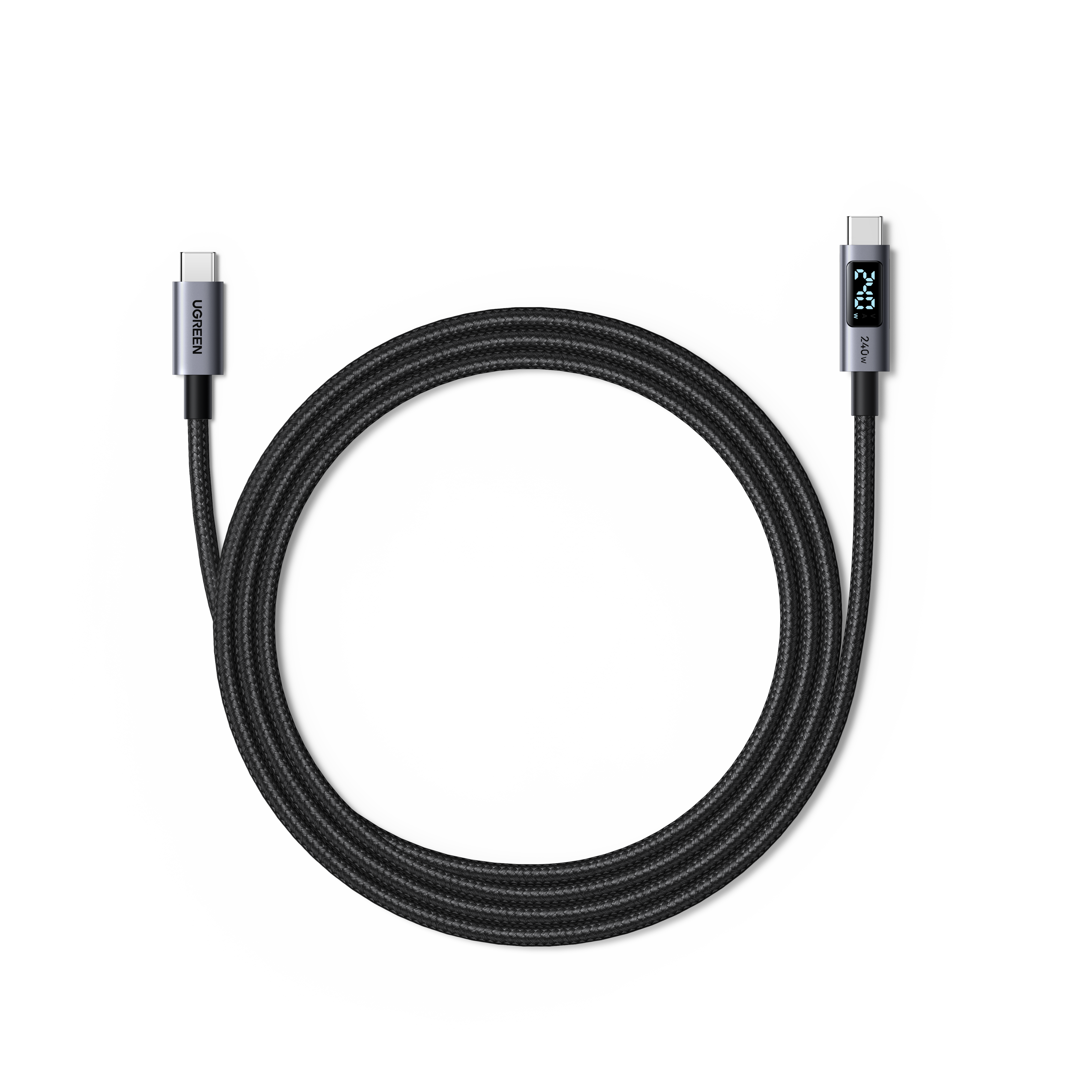 UGREEN USB-C to USB-C PD 240W Digital Display BLACK 2M
