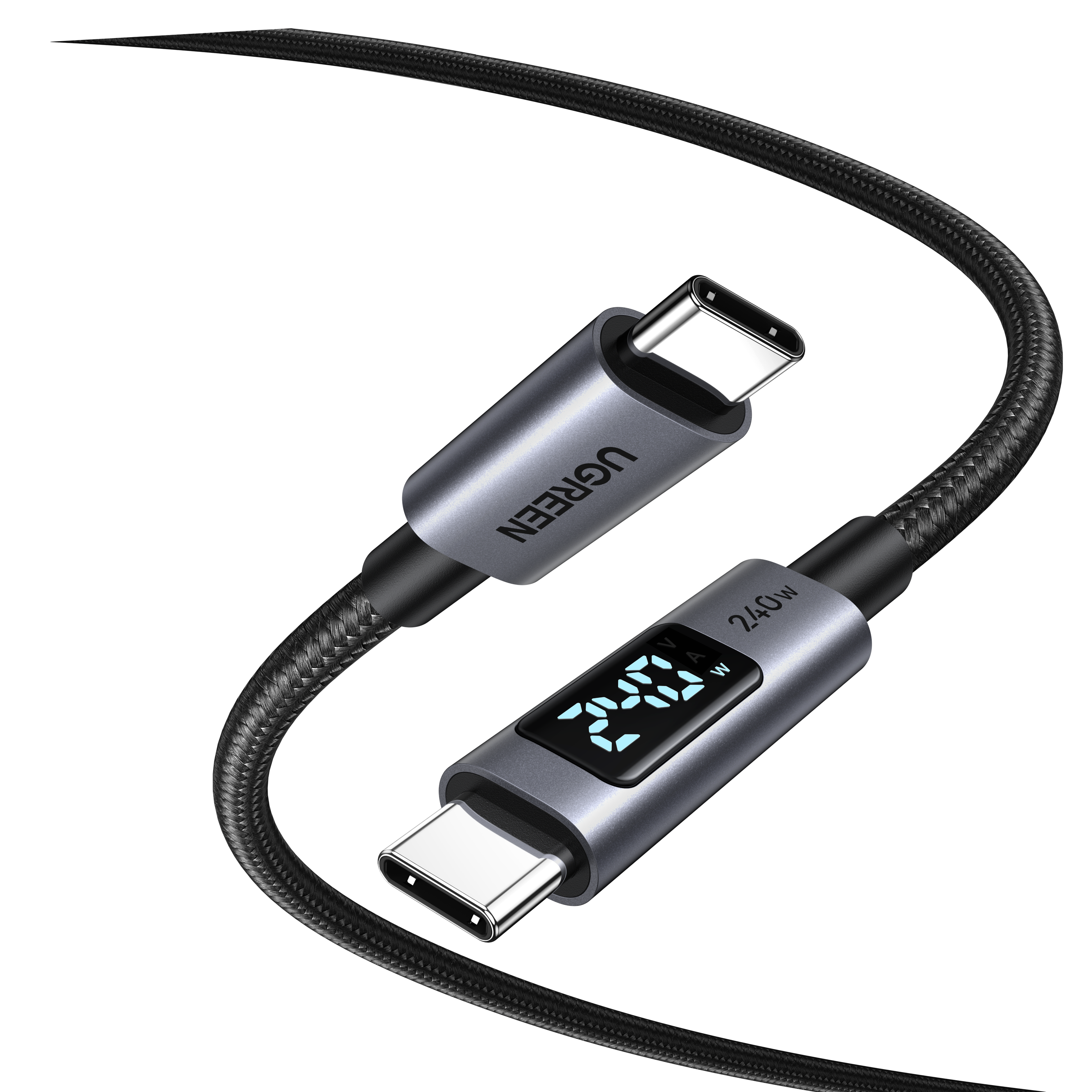 UGREEN USB-C to USB-C PD 240W Digital Display BLACK 2M