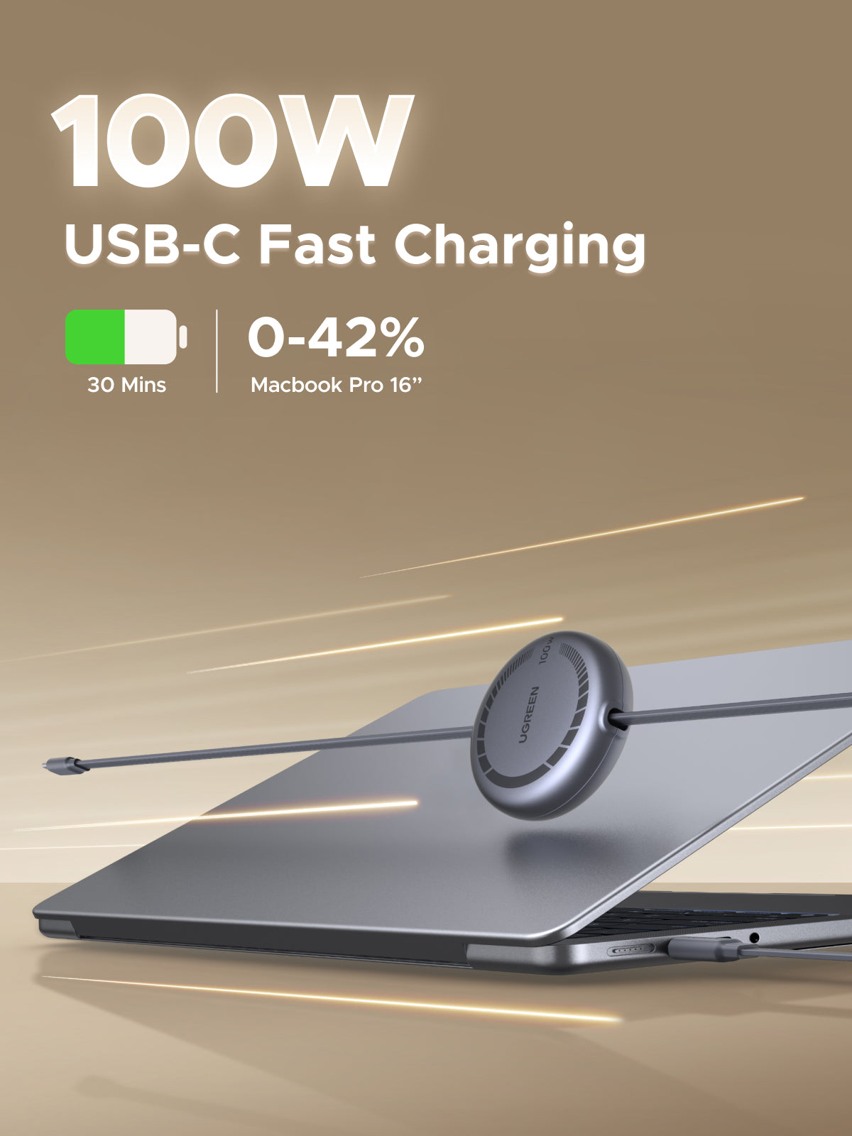 UGREEN USB-C to USB-C PD Retractable Cable 100W GRAY 1M