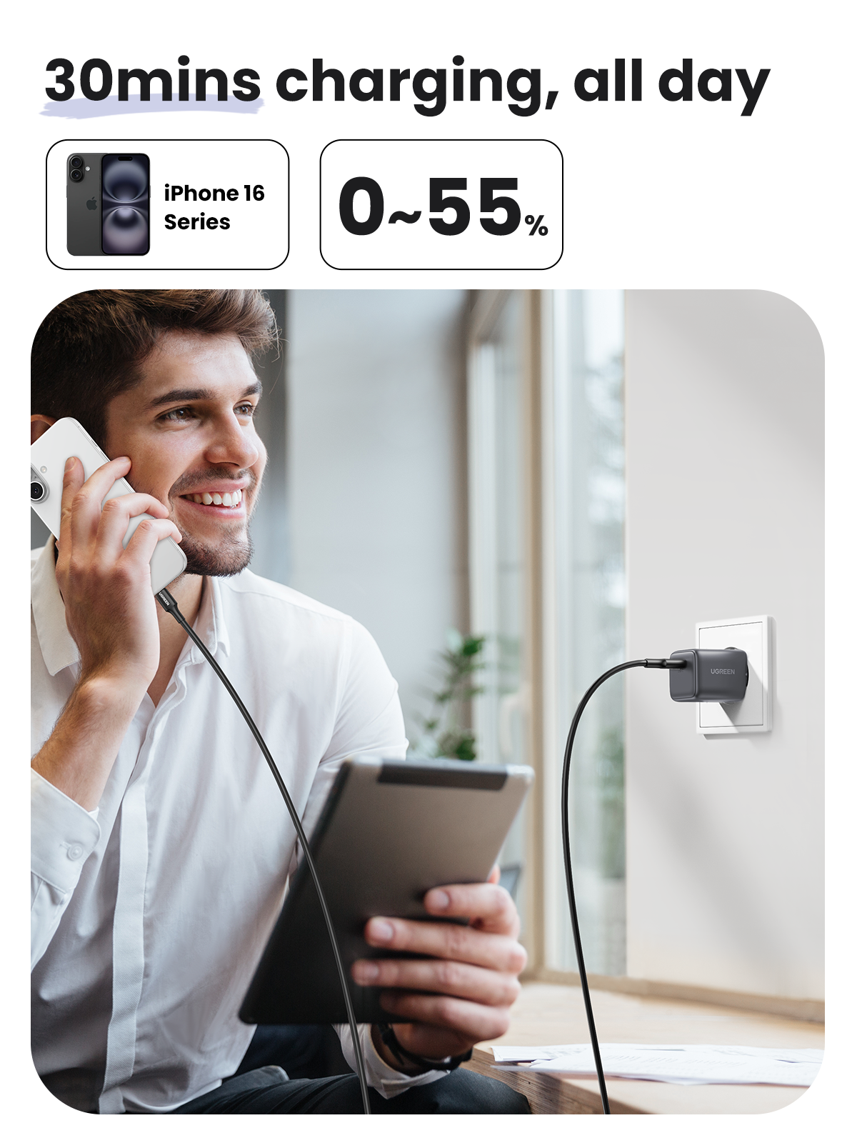 Pack Chargeur GaN 30W +Cable ABS 60W