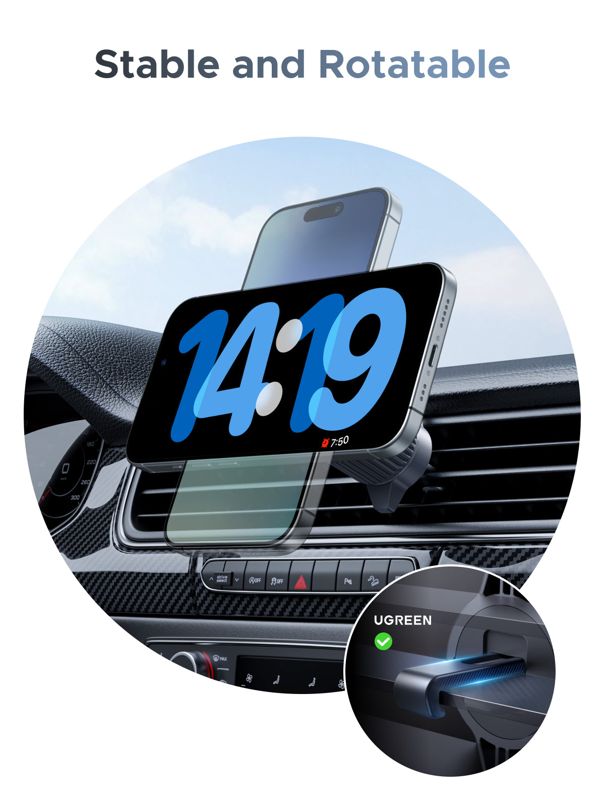 UGREEN MagFlow Magnetic Wireless Car Charger 25W