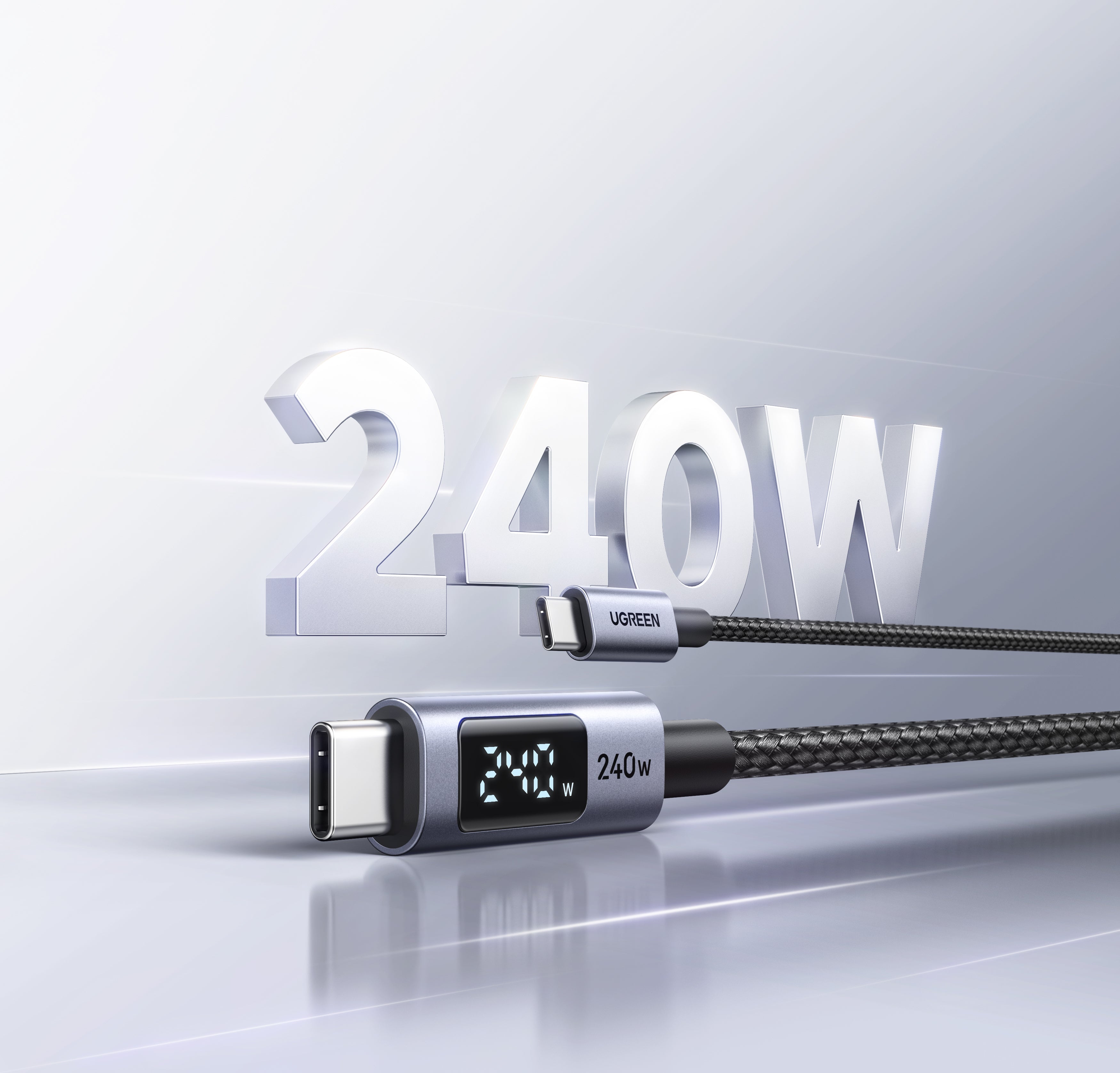 UGREEN USB-C to USB-C PD 240W Digital Display BLACK 2M