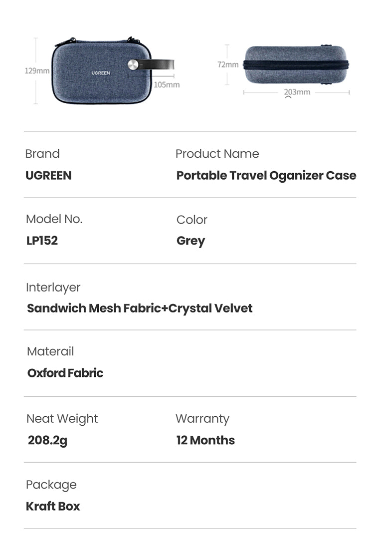 UGREEN Electronic Organizer Travel Case Pouch Bag
