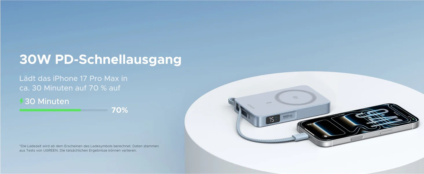 UGREEN MagFlow Batterie Externe Magnétique Sans Fil (10000mAh, Qi2 25W, Compatible MagSafe)