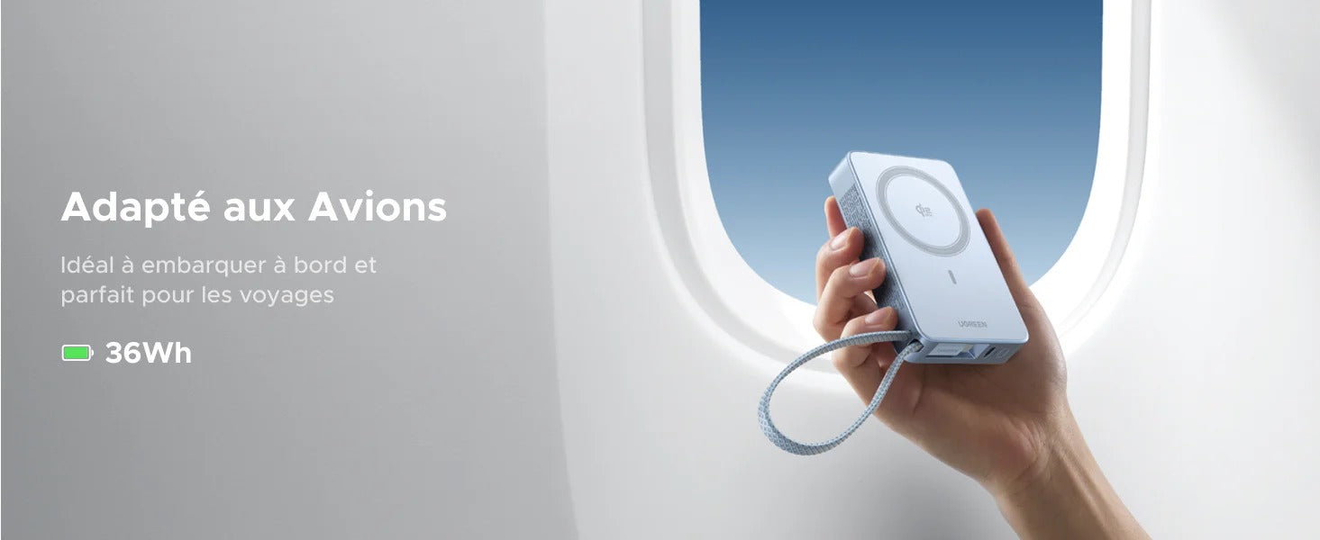 UGREEN MagFlow Batterie Externe Magnétique Sans Fil (10000mAh, Qi2 25W, Compatible MagSafe)