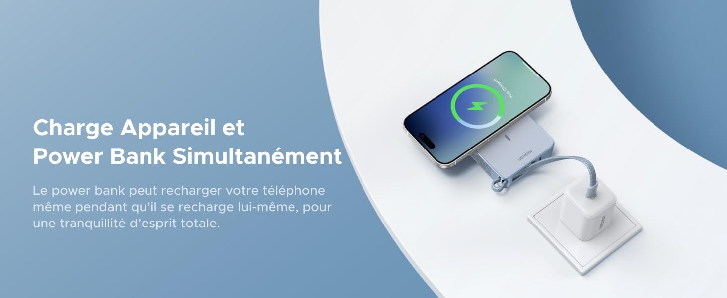 UGREEN MagFlow Batterie Externe Magnétique Sans Fil (10000mAh, Qi2 25W, Compatible MagSafe)