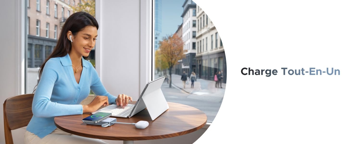 UGREEN MagFlow Batterie Externe Magnétique Sans Fil (10000mAh, Qi2 25W, Compatible MagSafe)