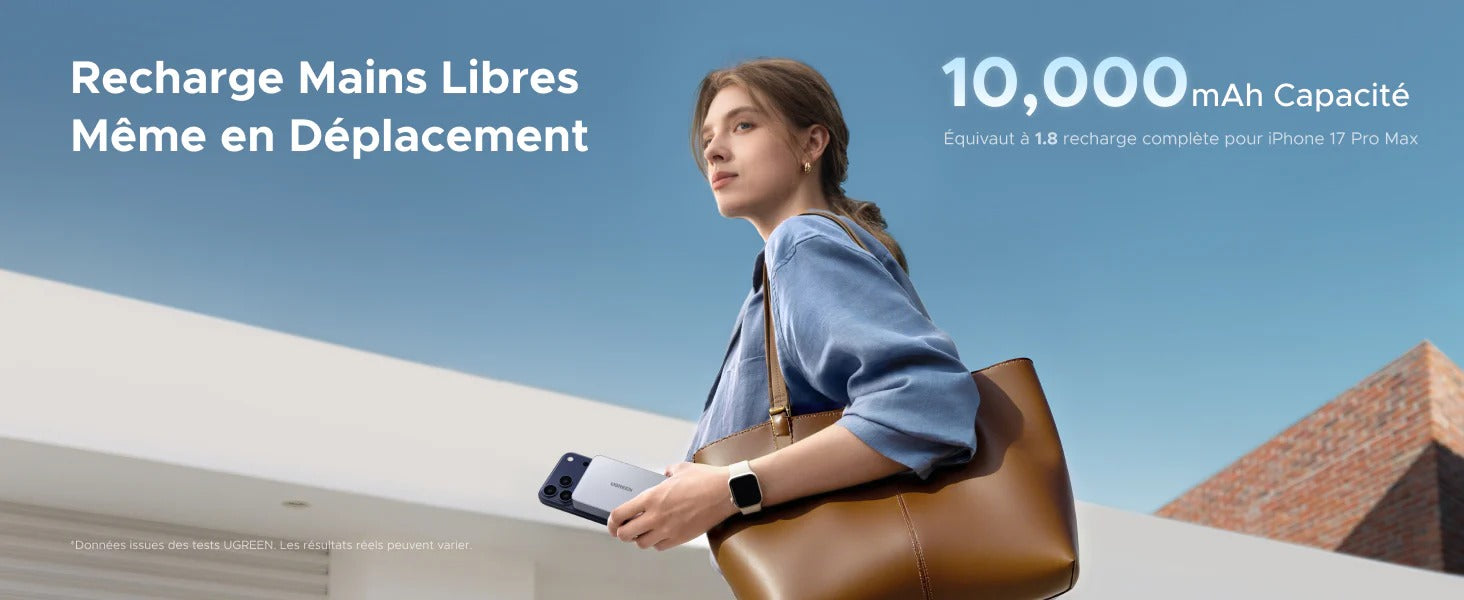 UGREEN MagFlow Batterie Externe Magnétique Sans Fil (10000mAh, Qi2 25W, Compatible MagSafe)