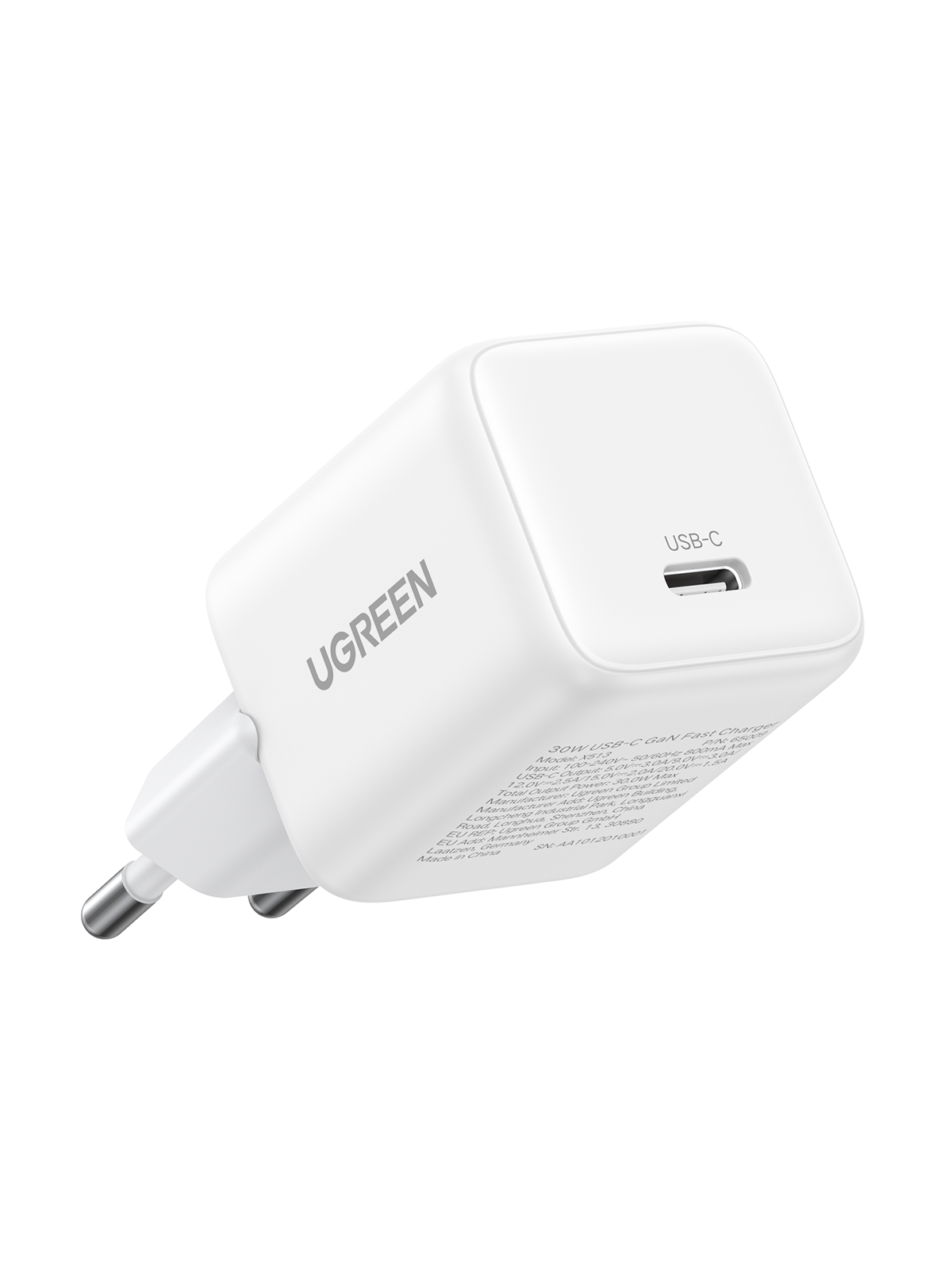 UGREEN GaN 30W Chargeur rapide USB-C + Câble 60W  (White)