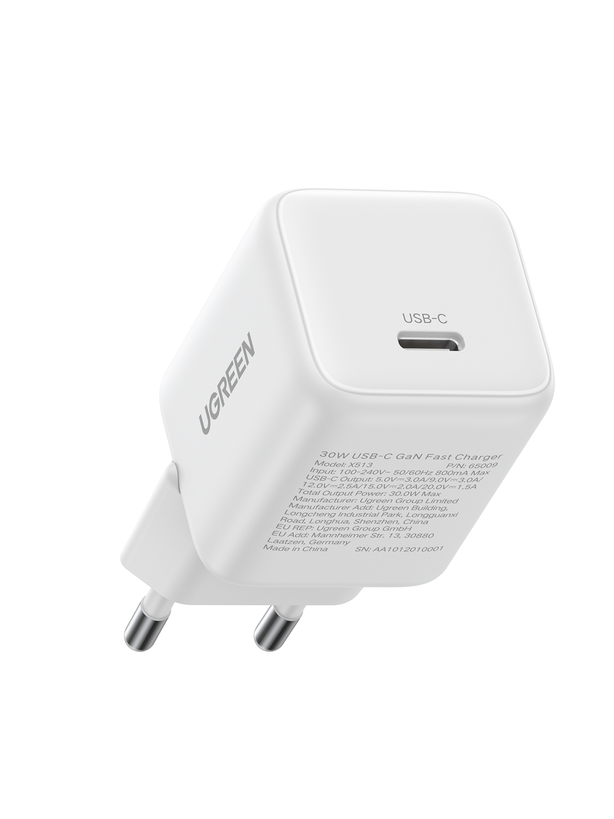 UGREEN GaN 30W Chargeur rapide USB-C + Câble 60W  (White)