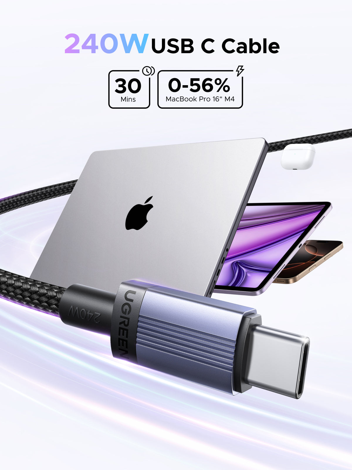 UGREEN USB-C to USB-C PD Cable 240W BLACK 1M