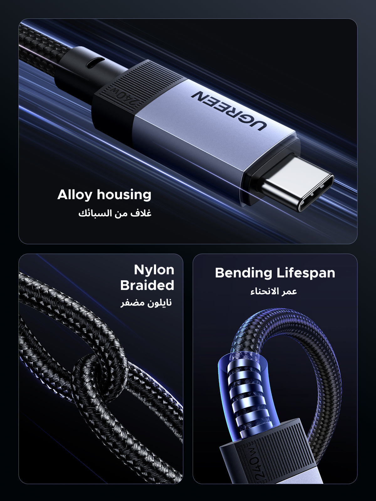 UGREEN Cable Data Transfer 40Gbps USB-C 240W Gen3
