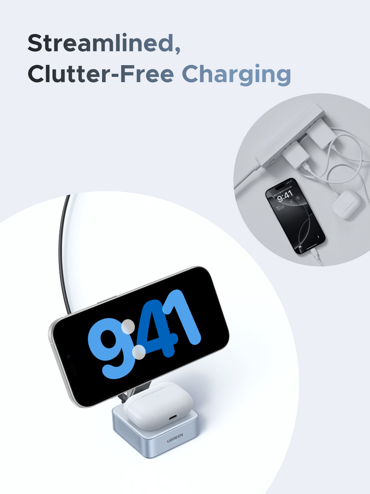 UGREEN MagFlow 2-in-1 Magnetic Wireless Charger 25W