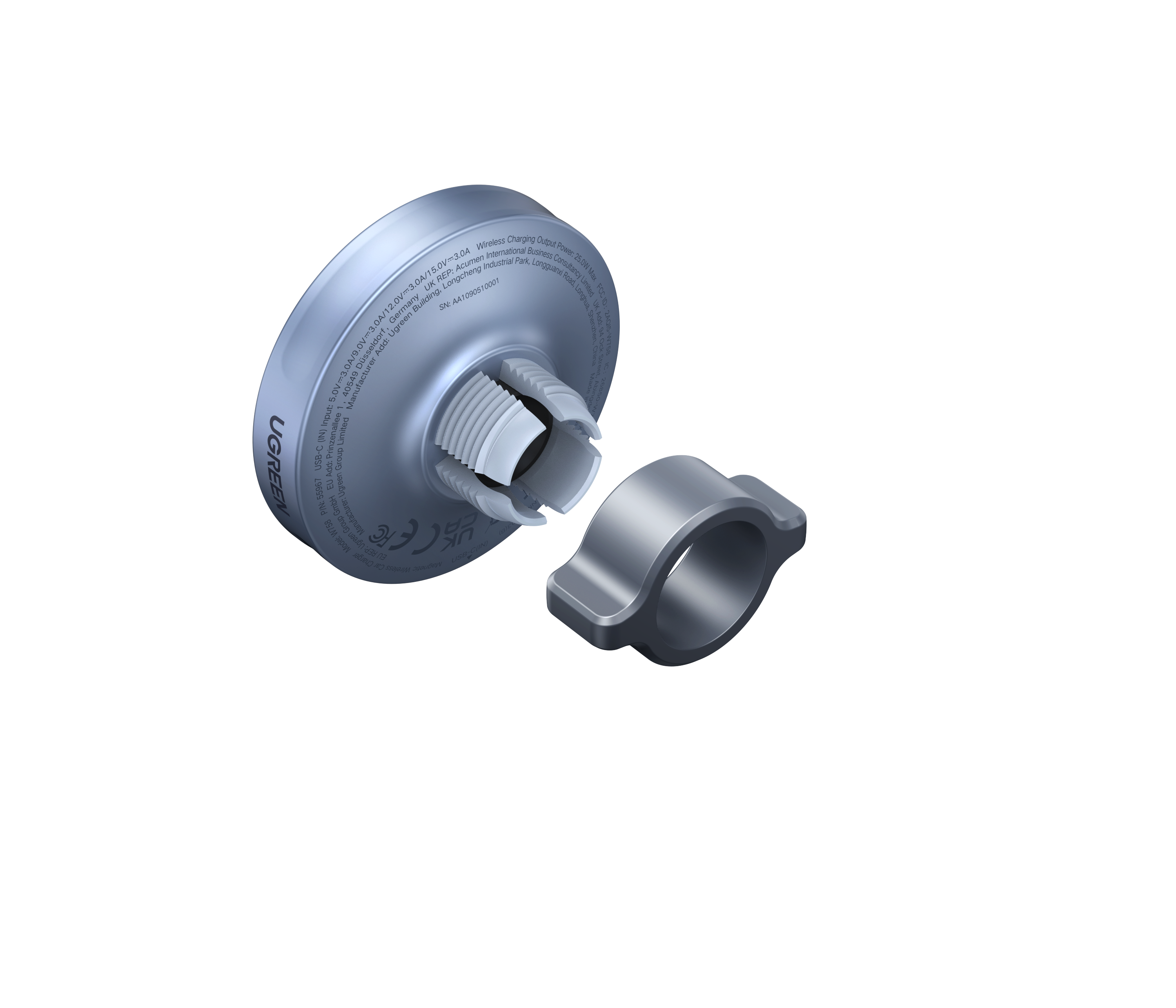 UGREEN MagFlow Magnetic Wireless Car Charger 25W