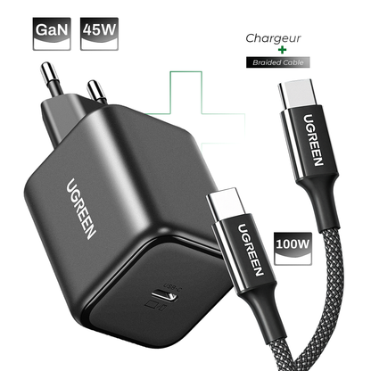 UGREEN GaN 45W Chargeur rapide USB-C + Câble 100w