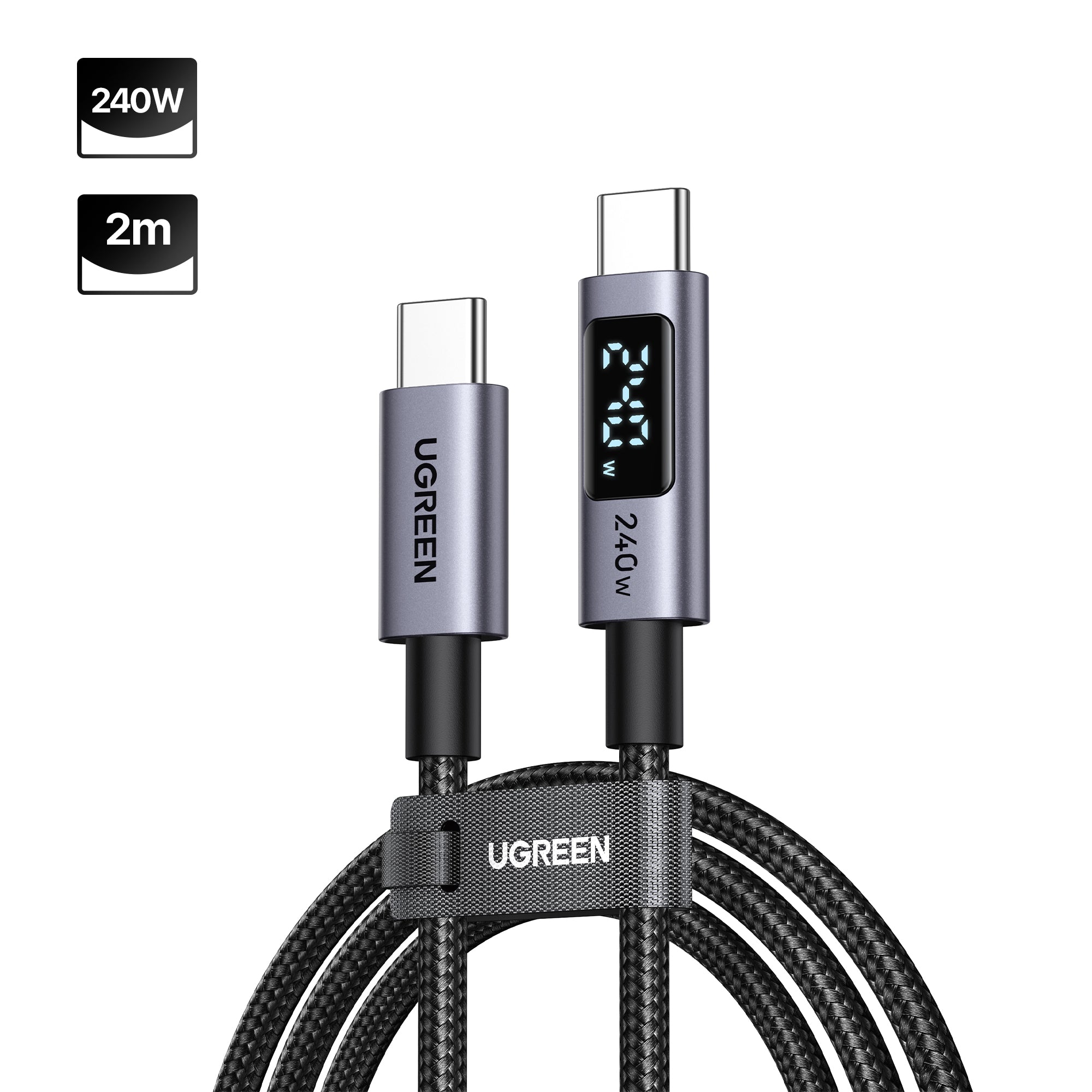 UGREEN USB-C to USB-C PD 240W Digital Display BLACK  2M