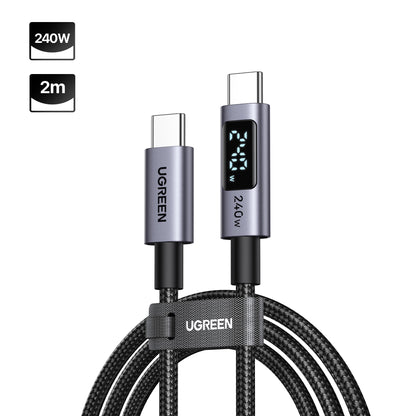 UGREEN USB-C to USB-C PD 240W Digital Display BLACK  2M