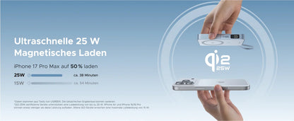 UGREEN MagFlow Batterie Externe Magnétique Sans Fil (10000mAh, Qi2 25W, Compatible MagSafe)